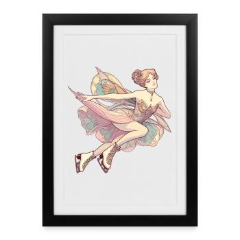 Patinage artistique dans le style Art nouveau – rêve pastel - Affiche encadrée (27 × 37 cm) - noir - Devant