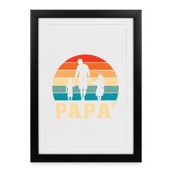 Père avec fille et fils père et fille fille - Affiche encadrée (27 × 37 cm) - noir - Devant