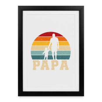 Papa et fils cadeau Père et fils papa et fille - Affiche encadrée (27 × 37 cm) - noir - Devant