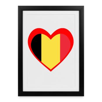 Cœur Belgique – J’aime la Belgique - Affiche encadrée (27 × 37 cm) - noir - Devant