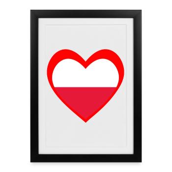 Polska Serce – Miłość do Polski - Affiche encadrée (27 × 37 cm) - noir - Devant