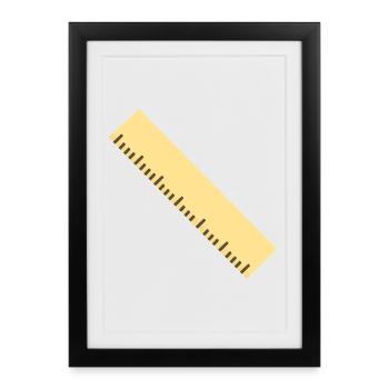 Diagonal Ruler Line Art - Framed poster (27 × 37 cm) - black - Front