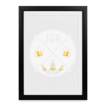 Bachelor Party Groom Hand Sign Beer Circle Symbol NEG 3C - Framed poster (27 × 37 cm) - black - Front