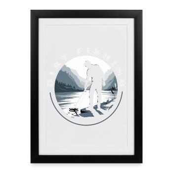 Explorations de pêche en terre Rivière Chasse au trésor - Affiche encadrée (27 × 37 cm) - noir - Devant