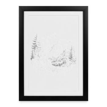 Sentier de descente VTT, vélo de montagne Alpes - Affiche encadrée (27 × 37 cm) - noir - Devant