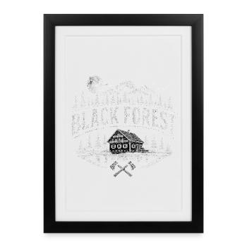 Black Forest Forest House Motif - Framed poster (27 × 37 cm) - black - Front