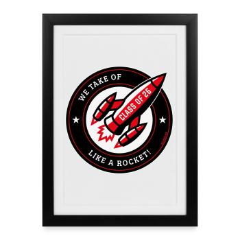 Promotion de 26 – Nous décollons comme une fusée ! (NÉGATIF Rouge) - Affiche encadrée (27 × 37 cm) - noir - Devant