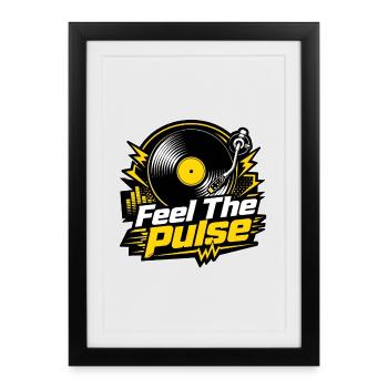 Feel The Pulse - Vinyle DJ Musique Electro - Affiche encadrée (27 × 37 cm) - noir - Devant