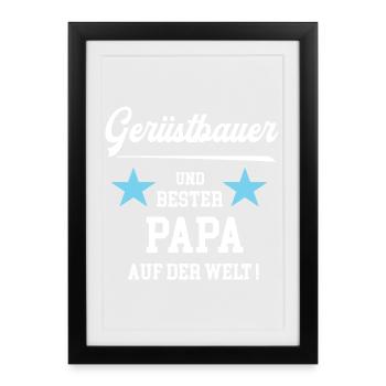 Gerüstbauer Bester Papa Vatertag Geburtstag - Gerahmtes Poster (27 × 37 cm) - Schwarz - Vorne