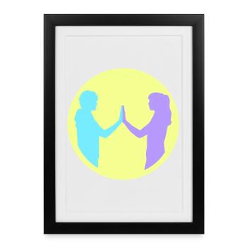 People Group Silhouette Friends Team Together - Framed poster (27 × 37 cm) - black - Front
