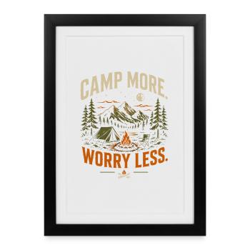 Camping more, worries less - Framed poster (27 × 37 cm) - black - Front