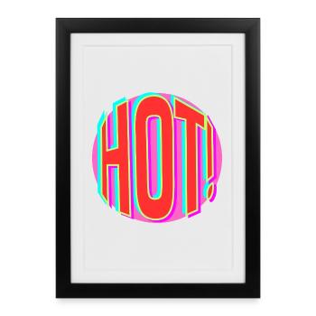 Neon Hot Retro Lettering - Framed poster (27 × 37 cm) - black - Front