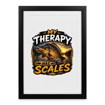 Ma thérapie concerne la pêche à la carpe à l’échelle - Affiche encadrée (27 × 37 cm) - noir - Devant