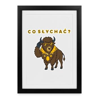 warsaw poland bison luxury cool animal whimsical - Framed poster (27 × 37 cm) - black - Front