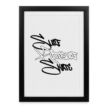 Graffiti Surf Script White - Framed poster (27 × 37 cm) - black - Front