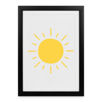Minimalist sun - Framed poster (27 × 37 cm) - black - Front