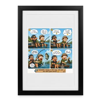 Relaxing Fishing Comic: Big Catch Lesson - Framed poster (27 × 37 cm) - black - Front
