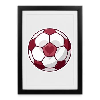 Amour du football Heartball - Affiche encadrée (27 × 37 cm) - noir - Devant