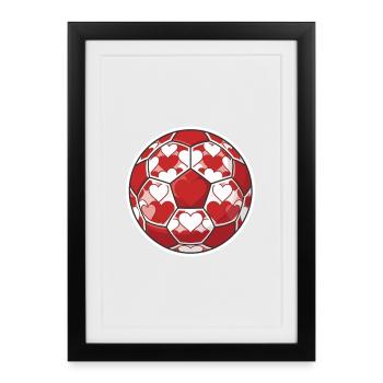 Heart Ball Football Heart - Affiche encadrée (27 × 37 cm) - noir - Devant
