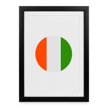 Round Irish flag - Framed poster (27 × 37 cm) - black - Front