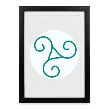 Green Triskel on White - Framed poster (27 × 37 cm) - black - Front