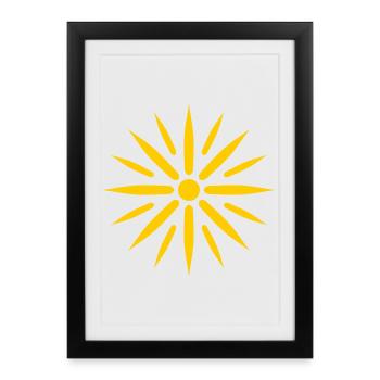 Soleil d'Or Rayonnant - Affiche encadrée (27 × 37 cm) - noir - Devant