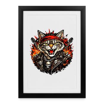 Rocker Cat - Framed poster (27 × 37 cm) - black - Front