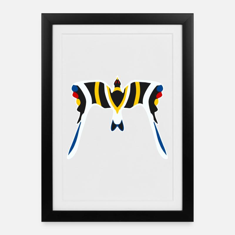 Manta Neon Schwarz Gelb - Gerahmtes Poster (27 × 37 cm) - Schwarz