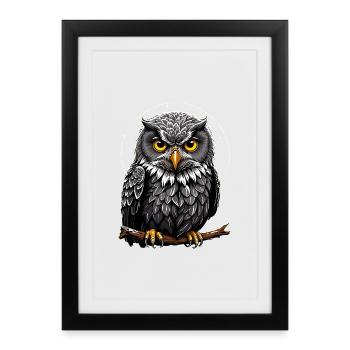 Petite chouette fauve sauvage - Affiche encadrée (27 × 37 cm) - noir - Devant