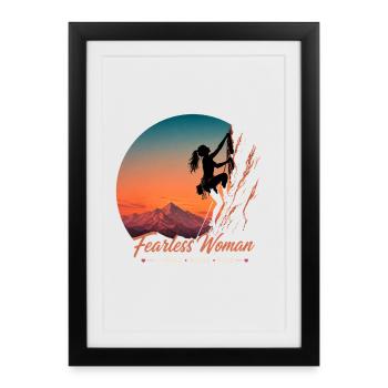 Femme intrépide qui grimpe – Forte, Courageuse, Libre - Affiche encadrée (27 × 37 cm) - noir - Devant