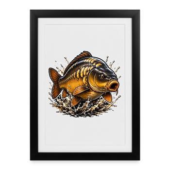 Design de pêche à la crape miroir - Affiche encadrée (27 × 37 cm) - noir - Devant