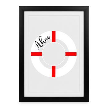 Bouées de sauvetage Ahoy - Affiche encadrée (27 × 37 cm) - noir - Devant