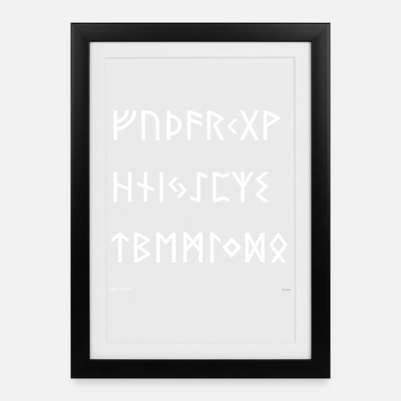 Elder Futhark (white) - Framed poster (27 × 37 cm) - black