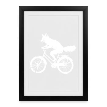 Bicycle Fox - Framed poster (27 × 37 cm) - black - Front