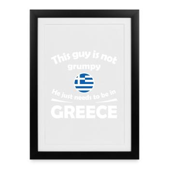 Pas Grumpy Greek Vibe Tee - Affiche encadrée (27 × 37 cm) - noir - Devant