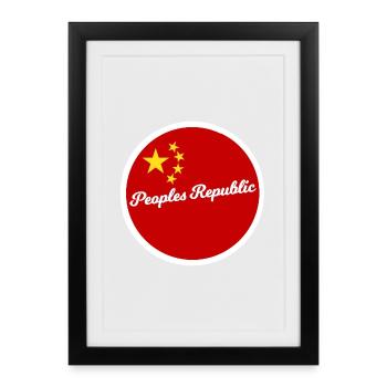 Red Circle China with Stars - Framed poster (27 × 37 cm) - black - Front