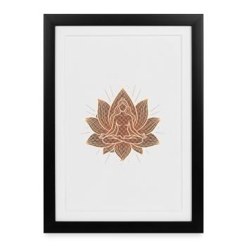 Zen-Lotus Meditationsblüte - Gerahmtes Poster (27 × 37 cm) - Schwarz - Vorne