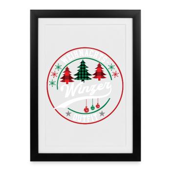 Winzer Weihnachten Kollege Winzerei Weinanbau  - Gerahmtes Poster (27 × 37 cm) - Schwarz - Vorne