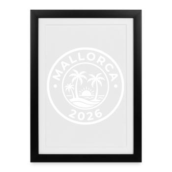 Mallorca 2026 Palmen - Gerahmtes Poster (27 × 37 cm) - Schwarz - Vorne