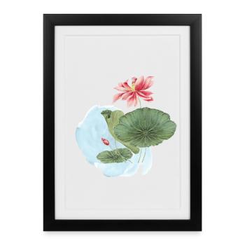 Magie de la Fleur d’Aquarelle en Nénuphar - Affiche encadrée (27 × 37 cm) - noir - Devant