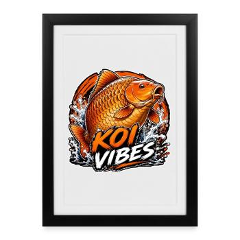 Éclaboussure carpe orange Koi Vibes - Affiche encadrée (27 × 37 cm) - noir - Devant