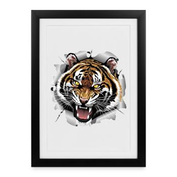 Tiger Roaring Attack - Framed poster (27 × 37 cm) - black - Front