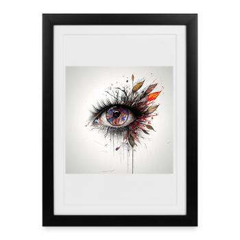 Colored eye art with leaves - Framed poster (27 × 37 cm) - black - Front
