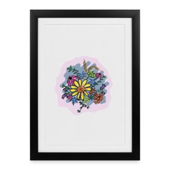 Illustration de bouquet de fleurs coloré - Affiche encadrée (27 × 37 cm) - noir - Devant