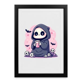 Creepy Cute Little Demon | Pastel Goth Bold Line A - Framed poster (27 × 37 cm) - black - Front