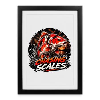 Chasing Scales Koi Carp Splash Design - Framed poster (27 × 37 cm) - black - Front