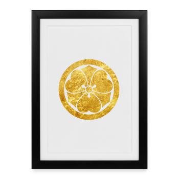 Art vintage Mon en or oriental - Affiche encadrée (27 × 37 cm) - noir - Devant