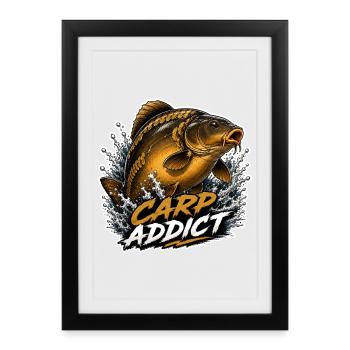 Carp Addict Mirror Conception de la pêche à la carpe - Affiche encadrée (27 × 37 cm) - noir - Devant