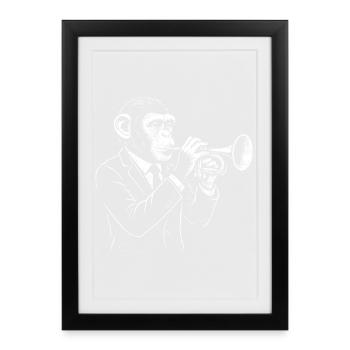 Chimp Jazz Trumpet in Suit - Framed poster (27 × 37 cm) - black - Front