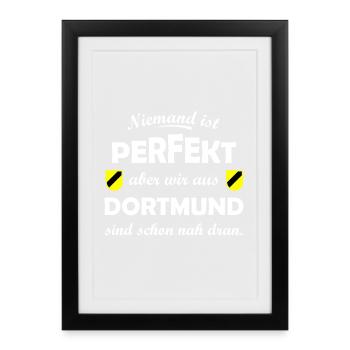 Dortmund Spruchshirt - Gerahmtes Poster (27 × 37 cm) - Schwarz - Vorne